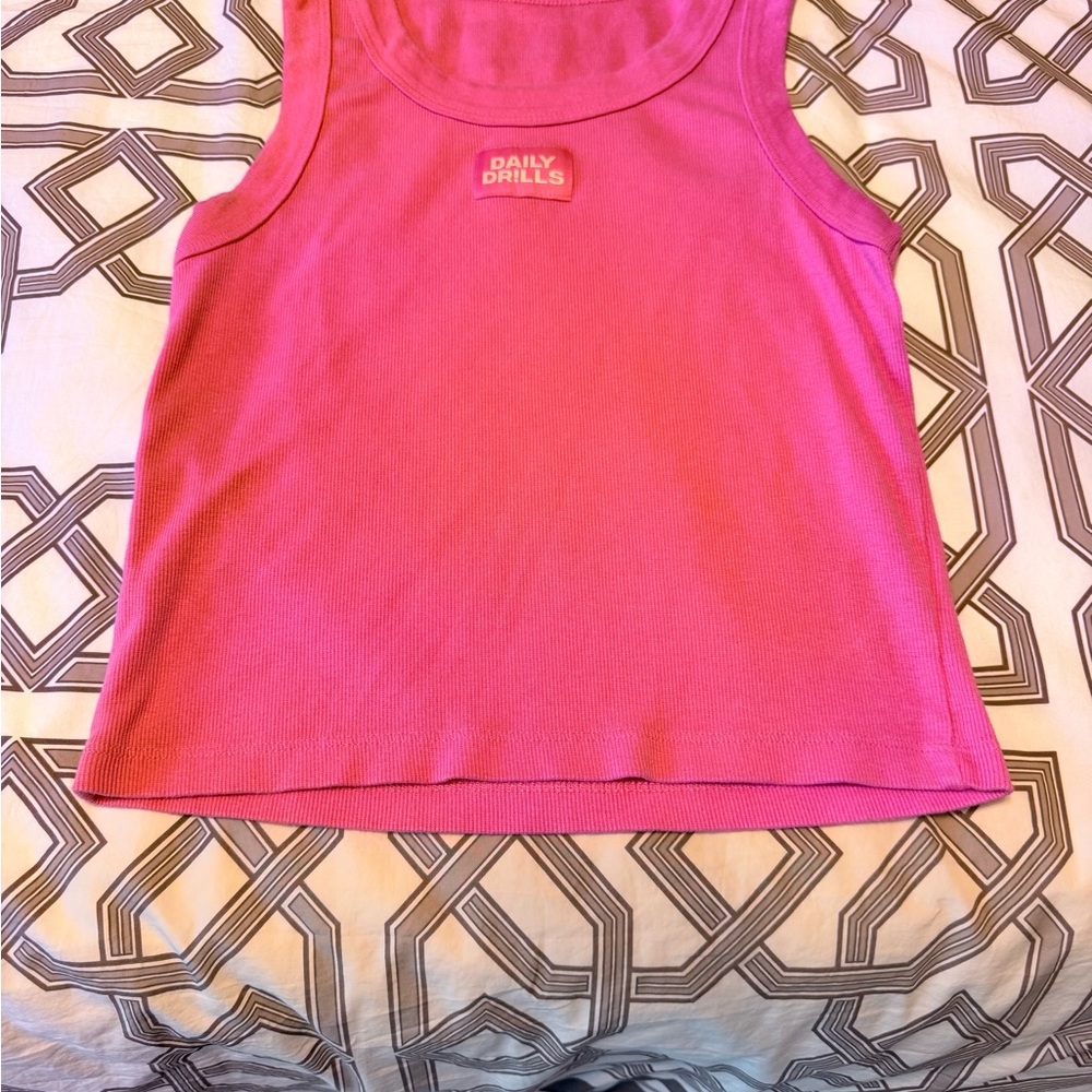 Daily Drills Pink Ribbed Tank